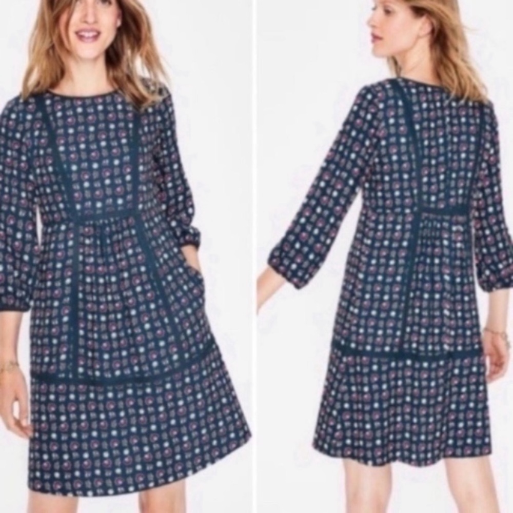 Boden Luna Dress Seaweed Flower Press Dress sz 6
